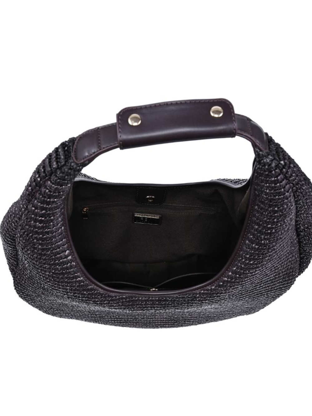 Zoey Tote Woven Crescent Women Shoulder Bag in Chocolate Sculptural Woven Hobo - Picture 5 of 5